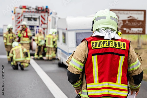 Obraz Feuerwehr Gruppenführer im Einsatz