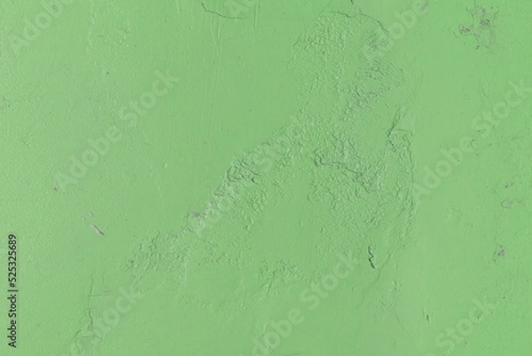 Obraz Poorly Plastered Painted Green Wall or Floor. Repair Required. Abandoned Premises. Conceptual Background. CloseUp.