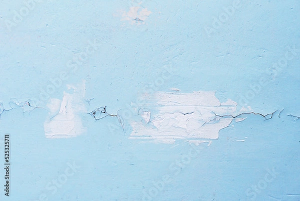 Obraz Cracked Plastered Blue Wall or Floor. Repair Required. Abandoned Premises. Conceptual Background. CloseUp.