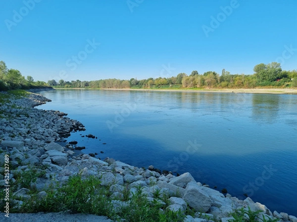 Obraz low water level at River Po in Italy, Cremona