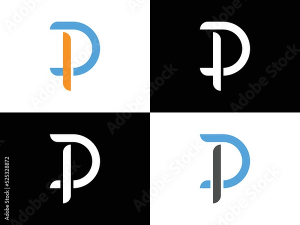 Fototapeta PC logo. PC white letter logo. initial letter PC modern linked. initial letter logo CP, PC, p inside c rounded lowercase black monogram. C P or P C letter template logo design vector.eps