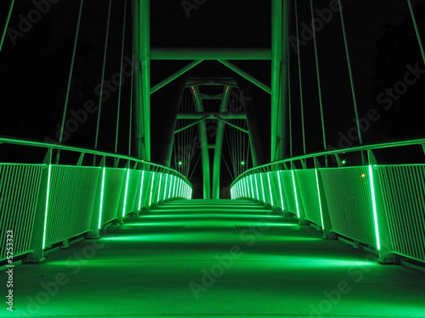 Obraz Bridge in the night with green lights