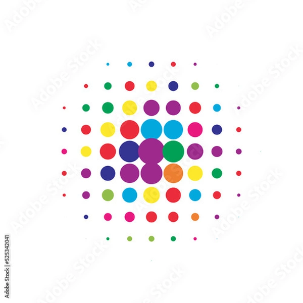 Obraz Colorful Halftone Dots. Abstract Grunge. Texture Element. Dot Backdrop. Circle Modern. Gradient Modern. Effect Gradation. Round Element. Design Art.
