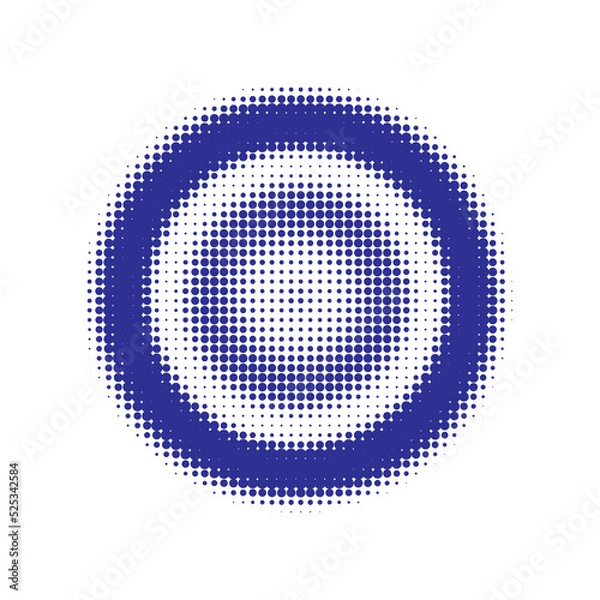 Obraz Blue Halftone Shape. Abstract Backdrop. Texture Retro. Dot Backdrop. Circle Logo. Gradient Logo. Graphic Half. Effect Logo. Design Retro.