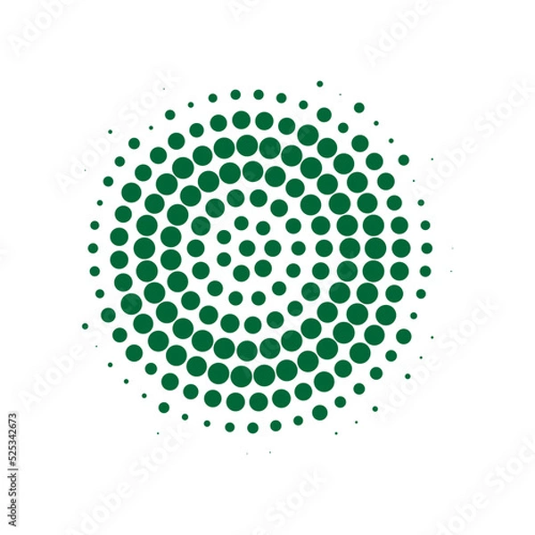 Fototapeta Green Halftone Element. Abstract Backdrop. Texture Element. Dot Illustration. Circle Grunge. Gradient Backdrop. Graphic Grunge. Effect Grunge. Design Dots.