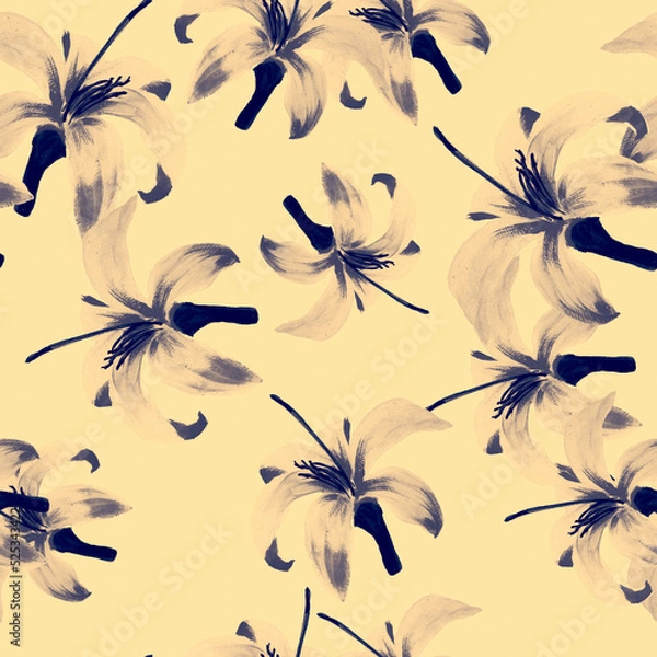 Obraz Coral Seamless Exotic. Gray Pattern Background. Pink Tropical Palm. Watercolor Textile. Flora Leaves. Floral Plant. Spring Texture. Wallpaper Plant.