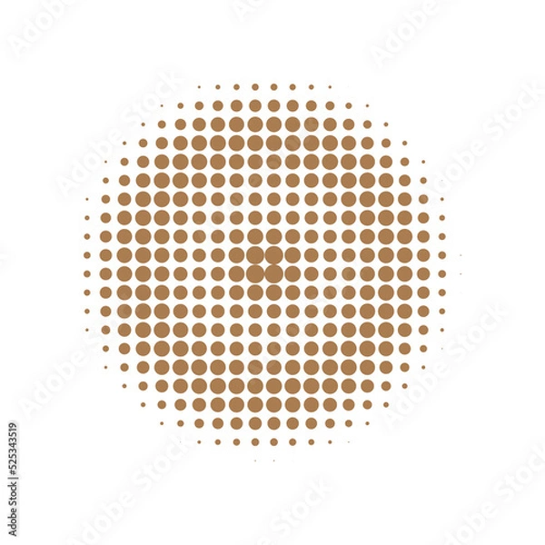Obraz Brown Halftone Illustration. Texture Grunge. Abstract Illustration. Round Set. Design Logo. Effect Gradation. Graphic Art. Dot Dots. Gradient Background.
