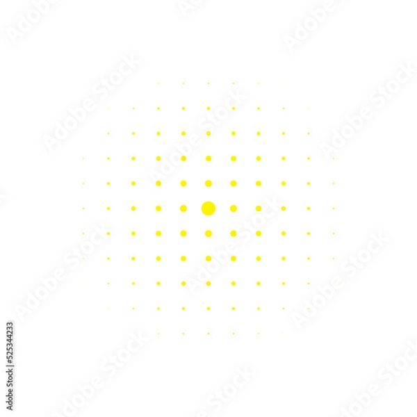 Fototapeta Yellow Halftone Art. Texture Modern. Abstract Dots. Round Shape. Design Illustration. Effect Backdrop. Graphic Element. Dot Art. Gradient Backdrop.
