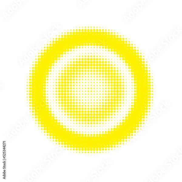 Obraz Yellow Halftone Illustration. Texture Modern. Abstract Backdrop. Round Element. Design Retro. Effect Art. Graphic Half. Dot Grunge. Gradient Background.
