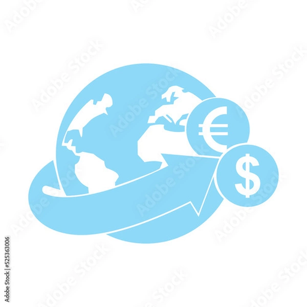 Obraz Arrow wrapped around the earth. Remittances icon symbol