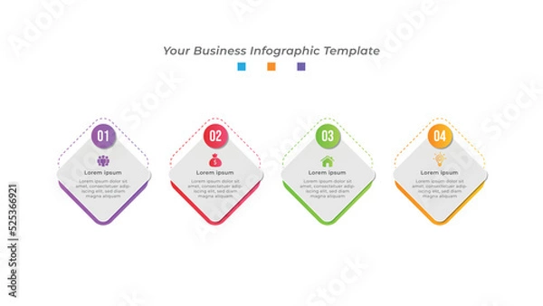 Fototapeta Modern business infographic timeline with 4 step