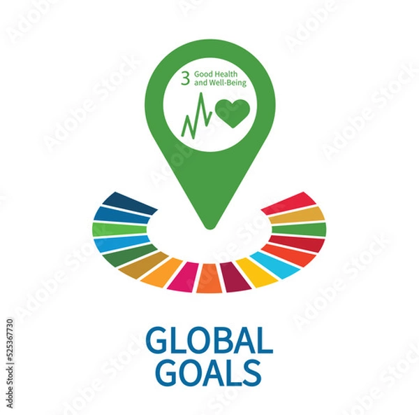 Obraz Good Health and Well-Being Icon - Goal 3 out of 17 Sustainable Development Goals set by the United Nations General Assembly, Agenda 2030. Vector illustration EPS 10