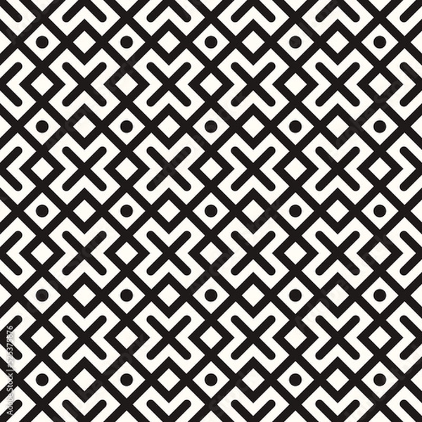 Obraz Vector Geometric Abstract Seamless Monochrome Pattern Texture Repeating Background