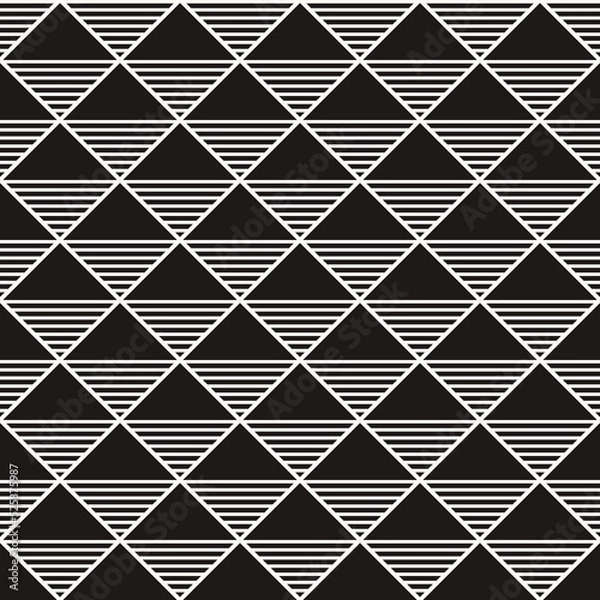 Fototapeta Vector Geometric Abstract Seamless Monochrome Pattern Texture Repeating Background