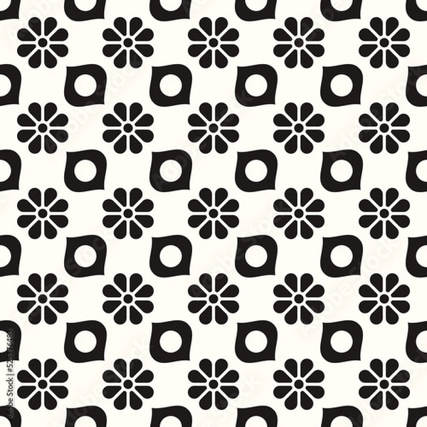 Fototapeta Vector Geometric Abstract Seamless Monochrome Pattern Texture Repeating Background