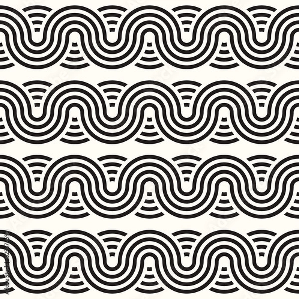 Fototapeta Vector Geometric Abstract Seamless Monochrome Pattern Texture Repeating Background