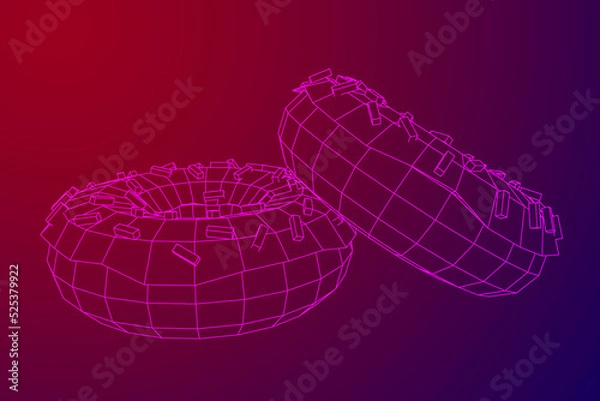 Fototapeta Donut with glaze and powder. Simple modern design. Wireframe vector.