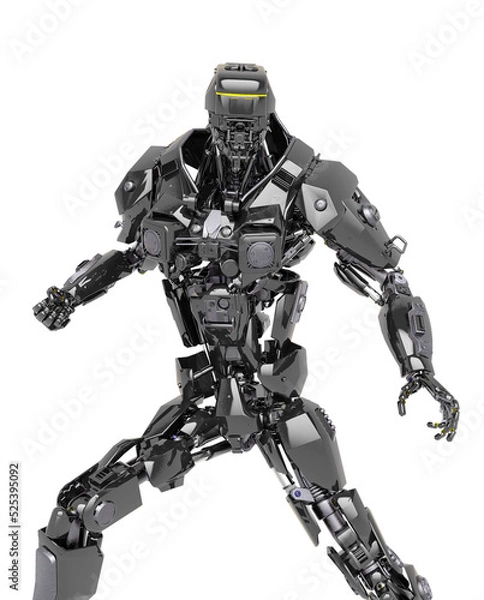 Fototapeta master robot is ready to smash all in white background