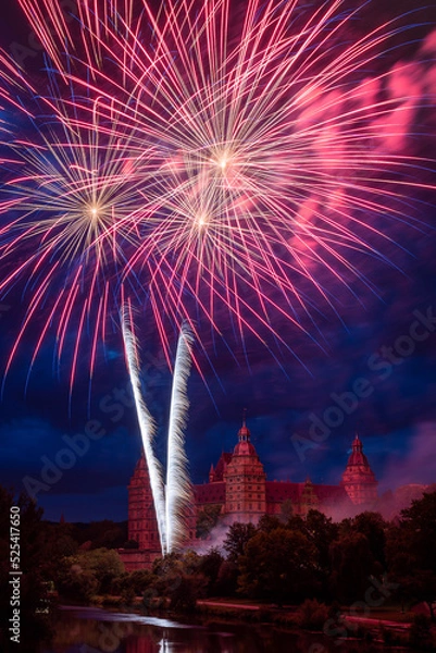 Obraz fireworks over the river