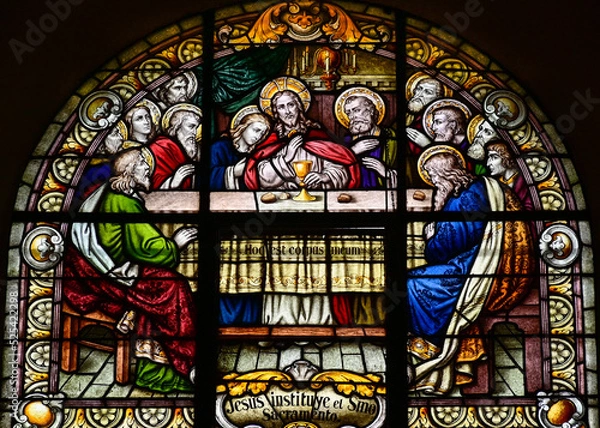 Obraz Last supper, stain glass