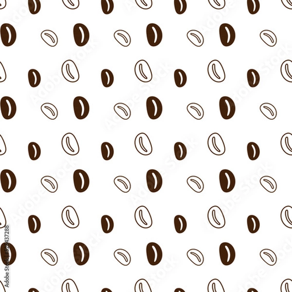 Fototapeta Seamless endless pattern with coffee beans in trendy shades. Repeat texture. Abstract background