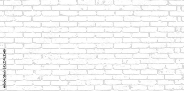 Obraz Vector white brick wall seamless texture. Abstract architecture and loft interior, background.