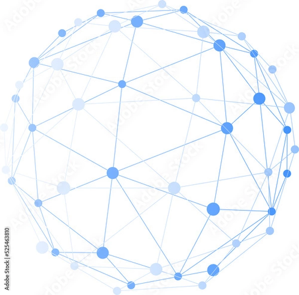 Obraz Network connected with line dot background, Digital network technology. Isolated transparency background