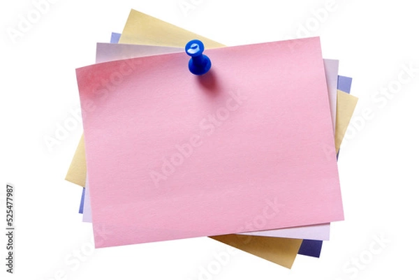 Fototapeta Various colors pink oblong sticky post it note pushpin isolated transparent background photo PNG file