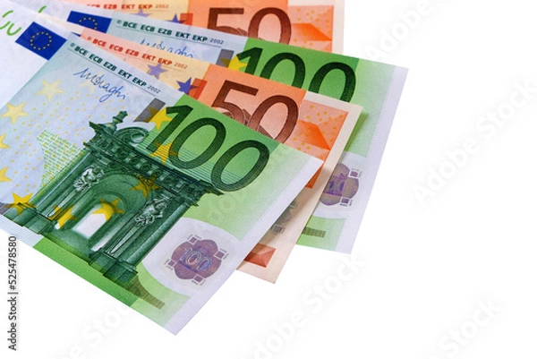 Obraz Euro currency bills notes several selection isolated transparent background photo PNG file