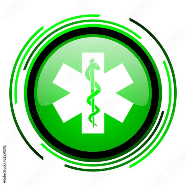 Fototapeta caduceus green circle glossy icon
