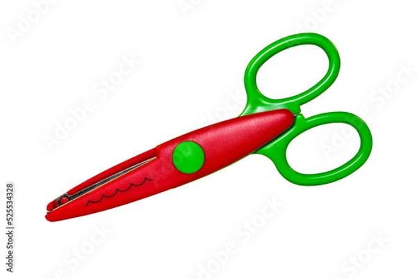 Fototapeta Colored kids scissors isolated on transparent background