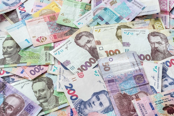 Obraz Different Ukrainian money backgrounds