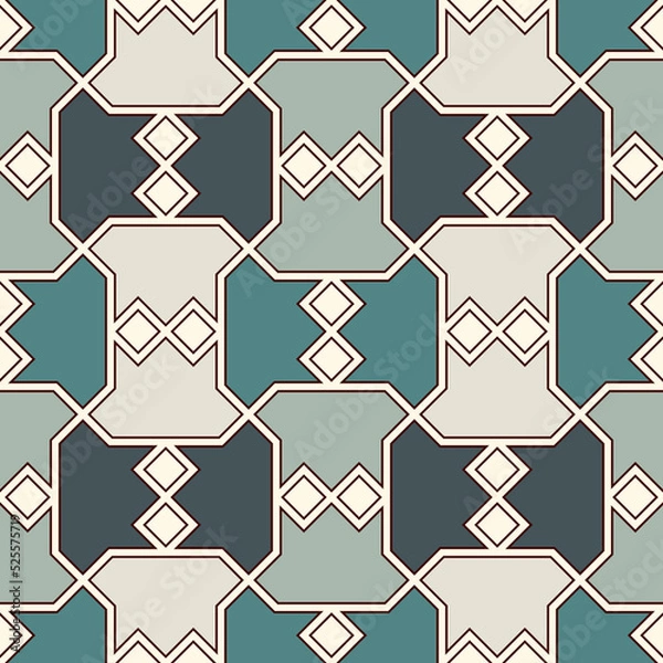 Obraz Geometrical ornament. Seamless pattern. Abstract backdrop. Figures wallpaper. Geometric background. Ethnic motif. Mosaic ornate. Digital paper. Textile print. Web design. Vector artwork