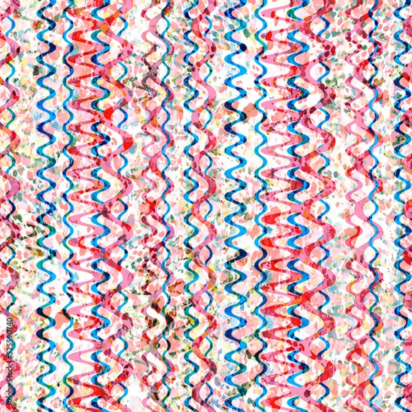 Fototapeta Brush Detailed Vertical Zigzag Stripes Colorful Texture Seamless Pattern Trendy Fashion Colors Perfect for Allover Fabric Print