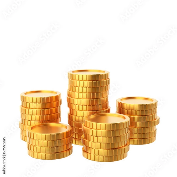 Fototapeta Golden coin. Coins stack. 3D element.