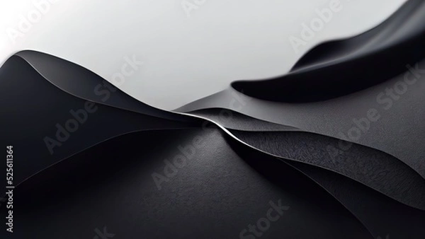 Obraz Black textures wallpaper. Abstract 4k background silk, smooth, waves  pattern. Modern clean minimal backdrop design. Black and white high definition. 