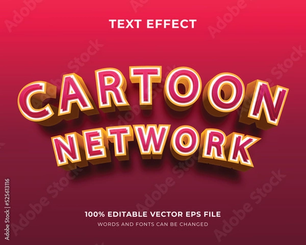 Obraz Cartoon Network 3d text effect template. Bold text style effect. Fully Editable text. 
