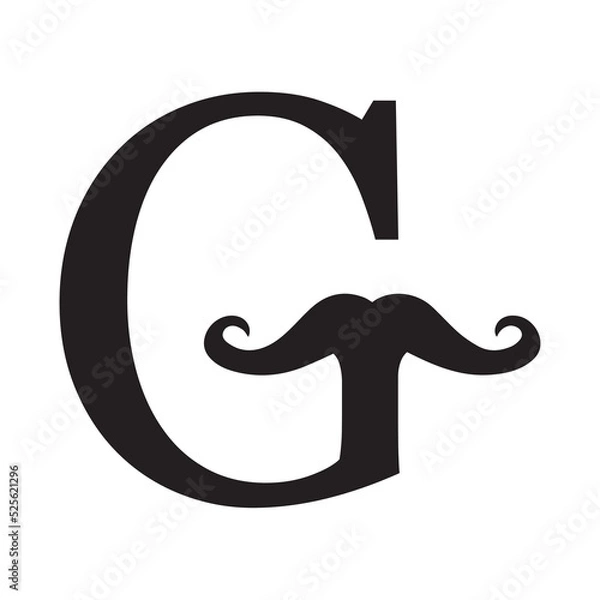 Obraz Minimalized Letter G Logo Design With Mustache Appearing