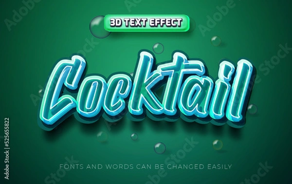 Obraz Cocktail drink 3d editable text effect style