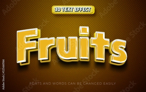 Fototapeta Fruits yellow 3d editable text effect style