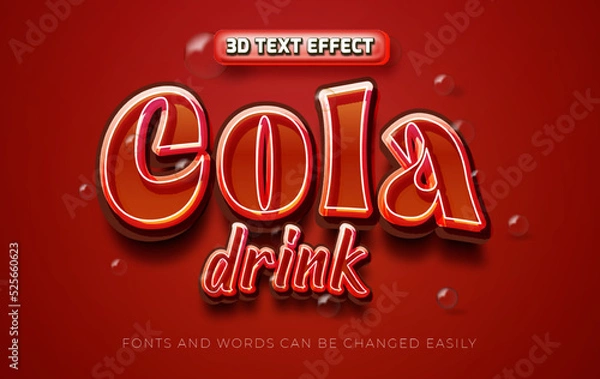 Fototapeta Cola soft drink 3d editable text effect style