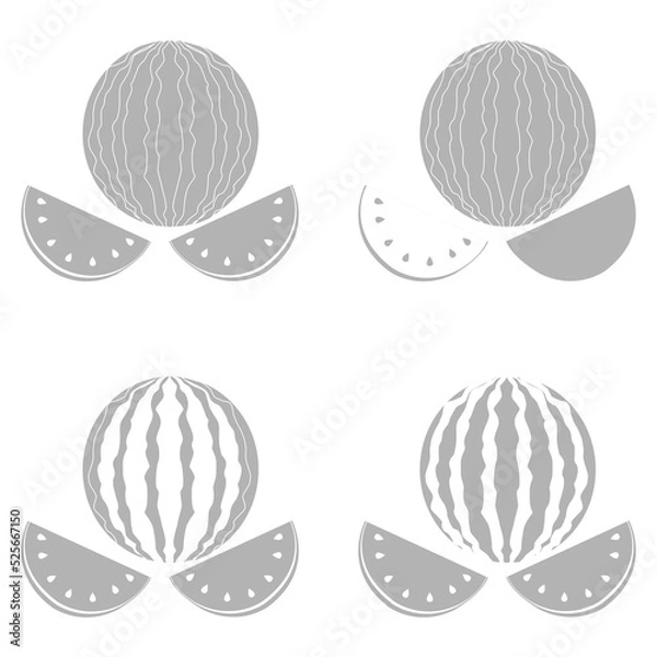 Fototapeta Watermelon icon on a white background, vector illustration