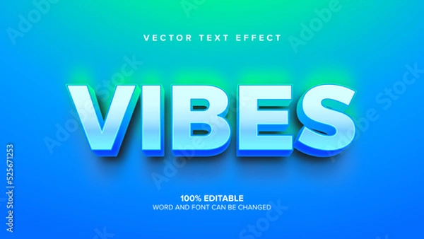 Obraz text effect vibrant color, blue and green, fresh vibes