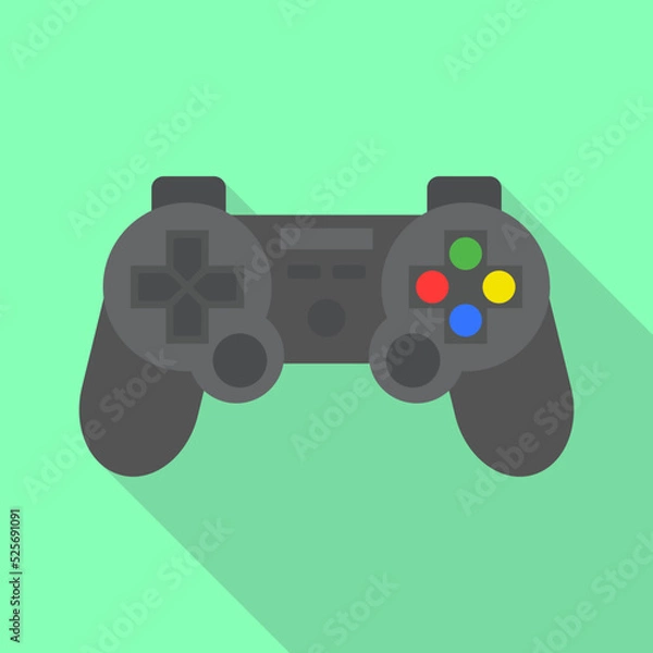 Fototapeta Gray game joystick icon, flat illustration of black game joystick vector icon for web design.