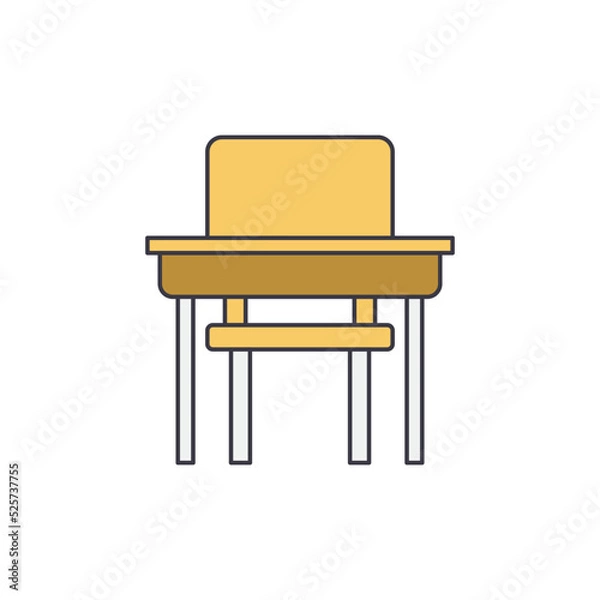 Fototapeta Desk work icon in color, isolated on white background 