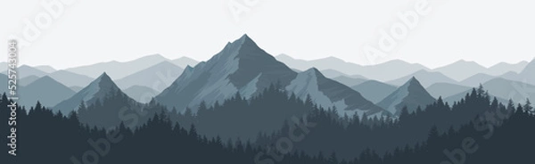 Fototapeta Mountain landscape in the morning or evening. Nature Background Vector Illustration Website Brenner.