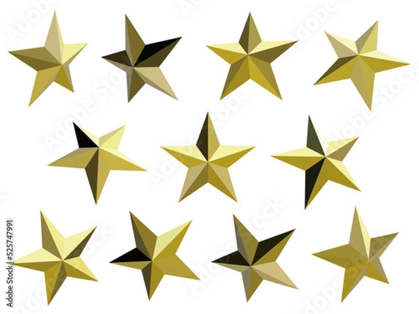 Obraz 黄金の立体星型アイコンセット　ベクターイラストレーション