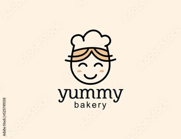 Fototapeta Cute bakery logo design template