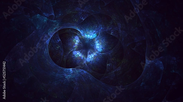 Fototapeta 3D rendering abstract blue fractal light background