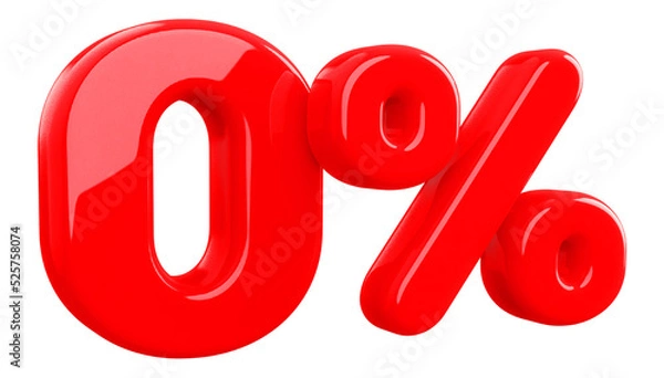 Fototapeta 0 percent number red 3d